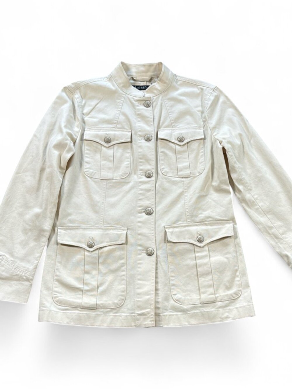 Lauren Ralph Lauren Safari Jacket Womens 8 Tan Field Military Cotton - Picture 1 of 12